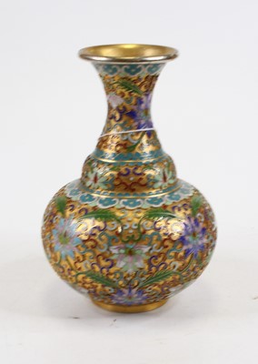 Lot 239 - A Chinese cloisonne enamel decorated vase,...