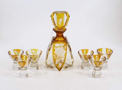 Lot 249 - A 20th century amber overlaid glass decanter...