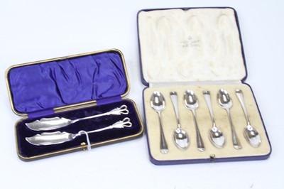 Lot 440 - A pair of mid-20th century silver butter...