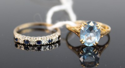 Lot 388 - A Victorian style 9ct gold blue topaz set...