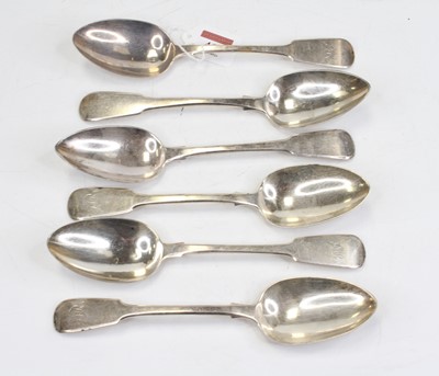 Lot 463 - A harlequin set of six 19th century silver...