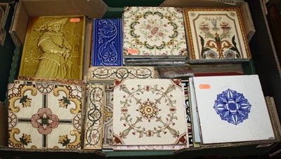 Lot 589 - A collection of Victorian and later tiles to...