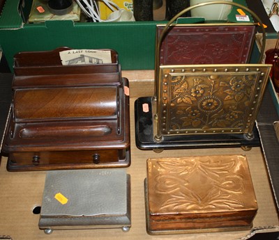 Lot 593 - A mahogany desk stand, together with a brass...