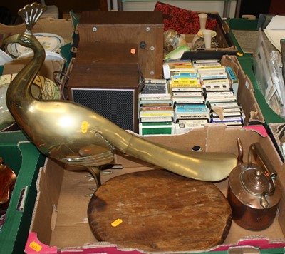 Lot 597 - A large brass model of a peacock, together...