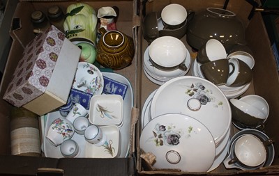 Lot 618 - Two boxes of ceramics, to include a brown...