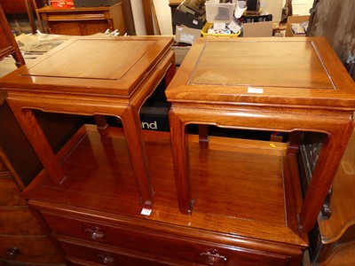 Lot 1345 - A pair of Eastern contemporary hardwood square...