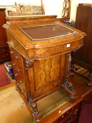 Lot 1355 - A mid-Victorian figured walnut slopefront...