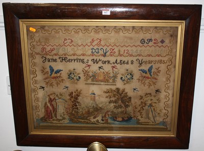 Lot 647 - A Victorian picture, number and letter sampler,...