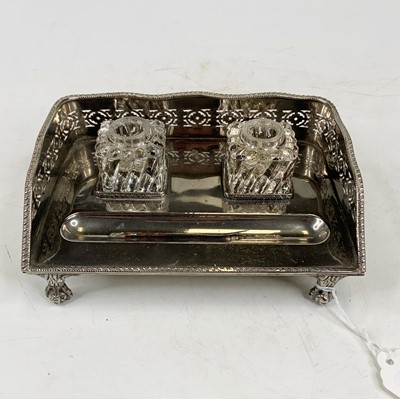 Lot 276 - A silver plated desk stand having a raised...