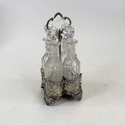 Lot 277 - A Victorian silver and cut glass bottle cruet,...