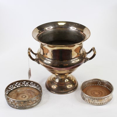 Lot 296 - A silver plated wine cooler of campagna shape,...