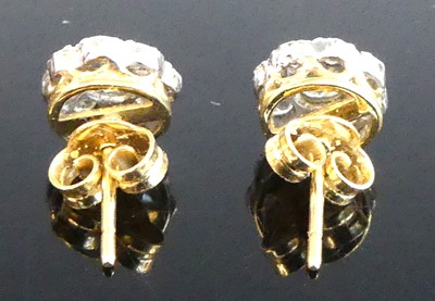 Lot 2542 - A pair of yellow and white metal diamond...