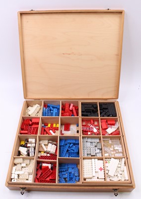 Lot 1718 - Lego 1970s/80s wooden storage box containing a...