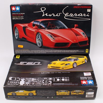 Lot 1561 - 2 Tamiya 1/24th scale boxed Ferrari model kits...