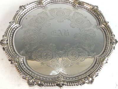 Lot 2101 - A late Victorian silver salver, of shaped...