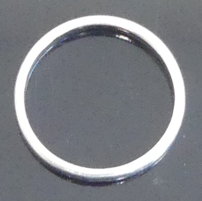 Lot 2565 - A platinum 2.3mm D-shaped wedding band, size L,...