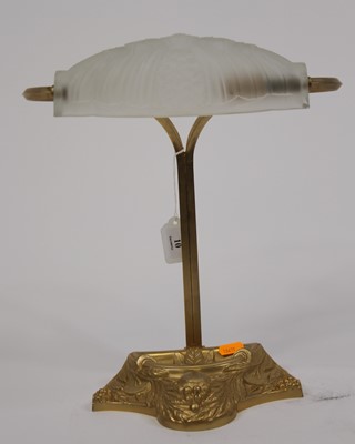 Lot 10 - An Art Nouveau style brass desk lamp, having a...