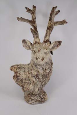 Lot 18 - A painted terracotta bust of a stag, h.78cm