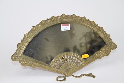 Lot 21 - A brass easel mirror in the form of a fan, w.38cm
