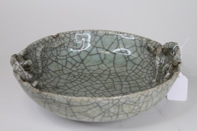 Lot 32 - A Chinese celadon crackle glazed bowl, with...