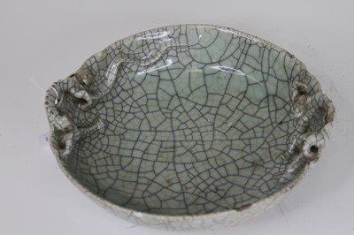 Lot 32 - A Chinese celadon crackle glazed bowl, with...