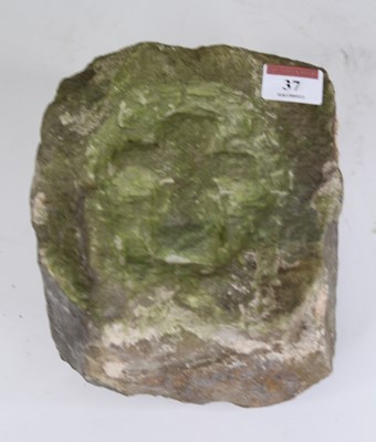 Lot 37 - An antique sandstone block carved with a cross,...