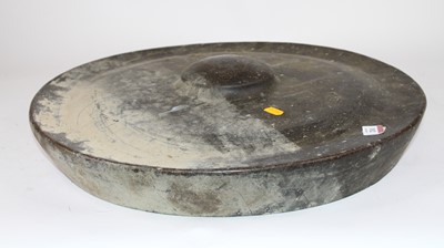 Lot 102 - A vintage brass gong, dia.52cm
