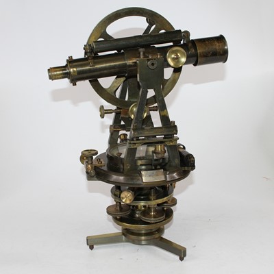 Lot 120 - A Troughton & Simms of London brass theodolite,...
