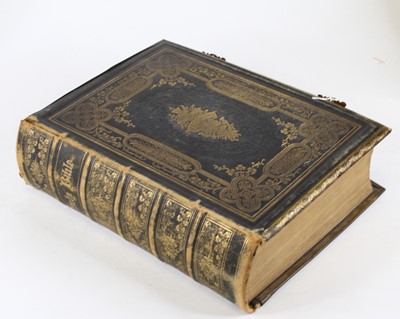 Lot 123 - A Victorian family Bible, bound in gilt-tooled...