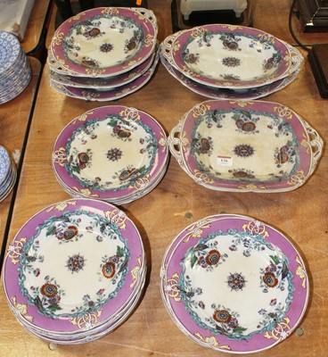 Lot 126 - A Victorian floral decorated dessert service