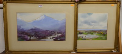 Lot 1025 - Baragwanath King (1864-1939) - Pair; landscape...