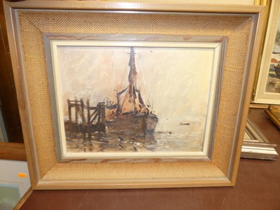 Lot 1027 - Peter Gilman (1928-1984) - Moored barge at...