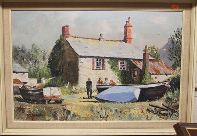 Lot 1029 - A. T. Burbery - The Boatyard, acrylic on...