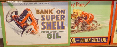 Lot 1042 - A printed tin advertising sign for Shell Oil;...