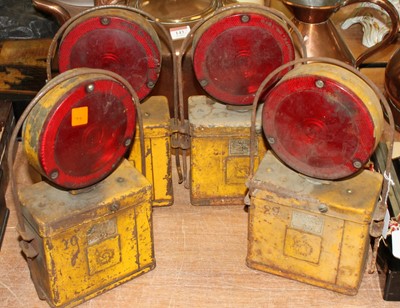 Lot 144 - A set of four vintage road lamps, each h.30cm