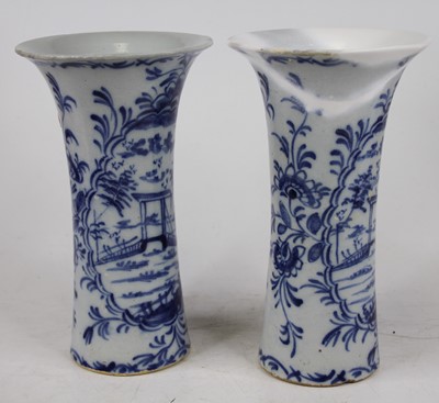 Lot 252 - A pair of Delft sleeve vases, each having a...