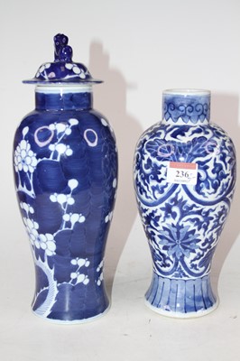 Lot 236 - A Chinese porcelain vase and cover in the blue...