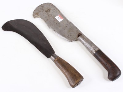 Lot 157 - Two vintage bill hooks, the largest 44cm