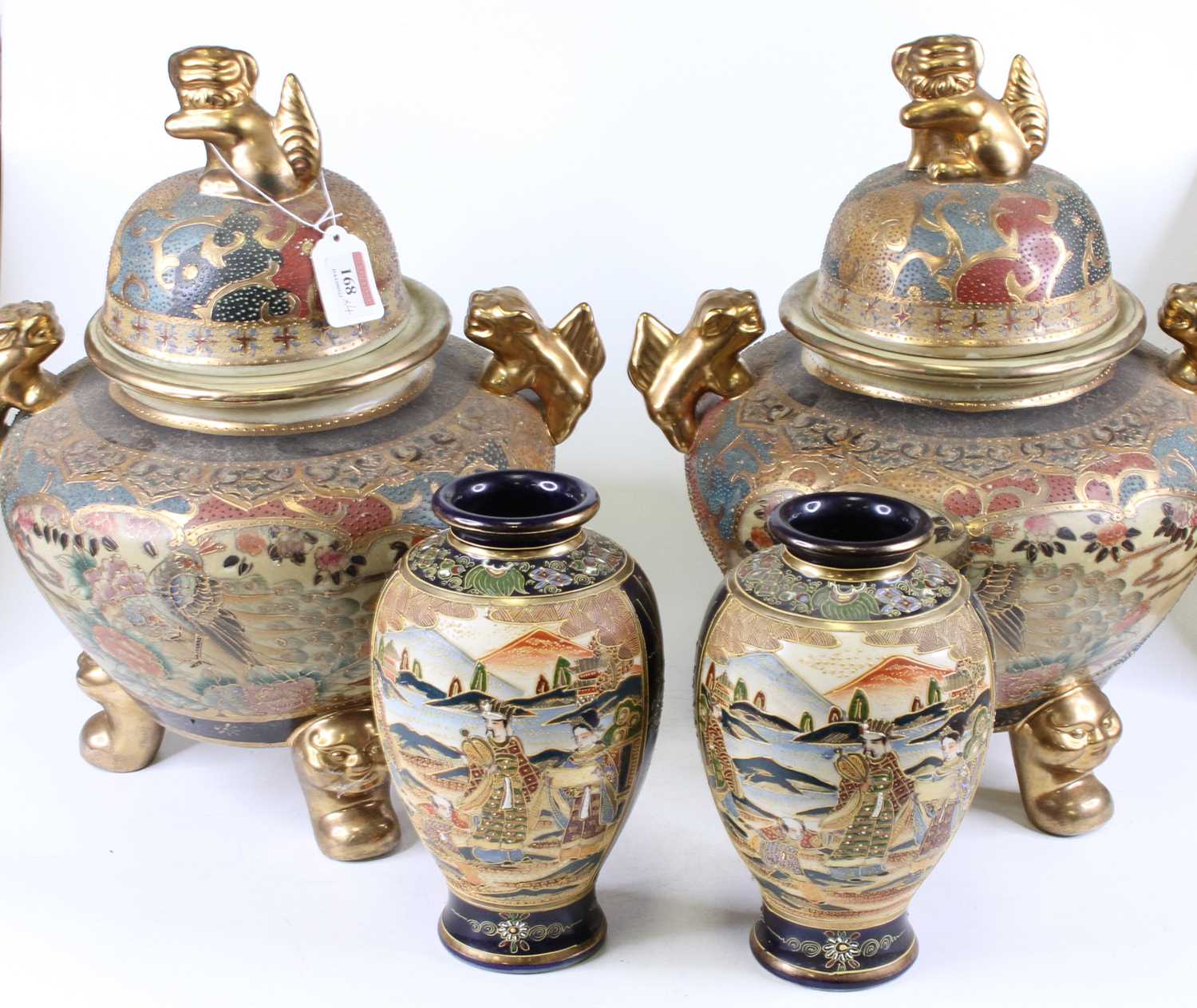 Lot 168 - A pair of Japanese satsuma censers, each...