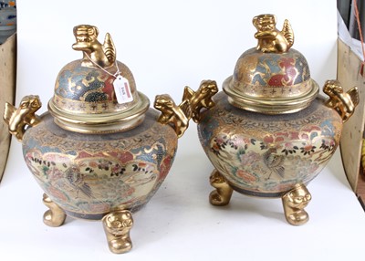 Lot 168 - A pair of Japanese satsuma censers, each...