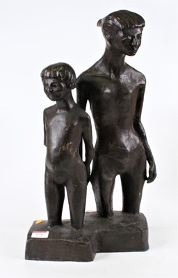 Lot 175 - A bronzed metal figure group, h.46cm