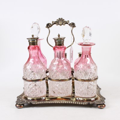 Lot 278 - A Victorian silver plated six-place cruet...