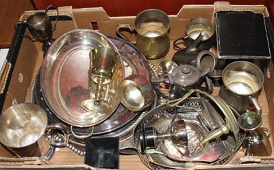 Lot 290 - A box of miscellaneous metalware, to include...