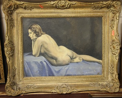 Lot 1064 - G. Chambers - Female nude figure study, oil on...