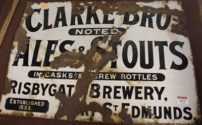 Lot 1071 - An enamel advertising sign for Clark Brothers...