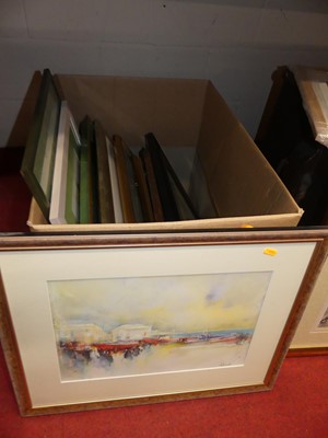 Lot 1089 - A box of assorted pictures and prints, to...