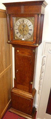 Lot 1149 - A circa 1800 provincial oak long case clock,...