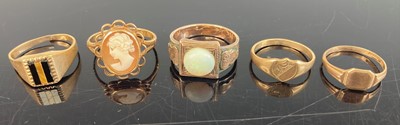 Lot 353 - Two 9ct gold child's signet rings; together...