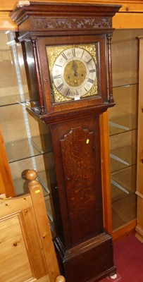 Lot 1156 - A circa 1800 provincial oak long case clock,...