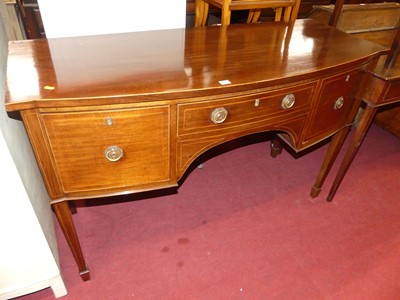 Lot 1166 - A circa 1900 mahogany bow front sideboard, the...